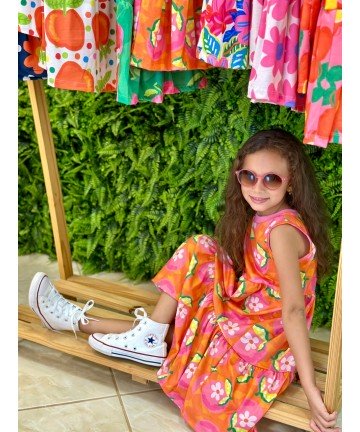 VESTIDO LARANJA FLOR